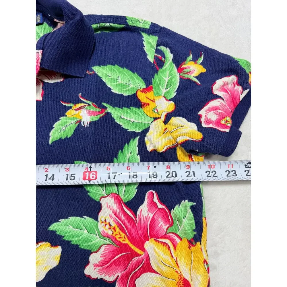 Polo Ralph Lauren Hawaiian Floral Polo Shirt Hibiscus Resort Navy Mens Sz Lg